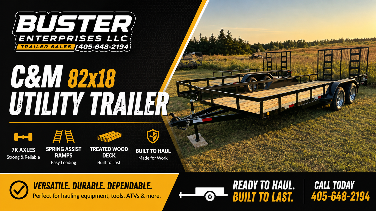 C&M 82x18 utility trailer