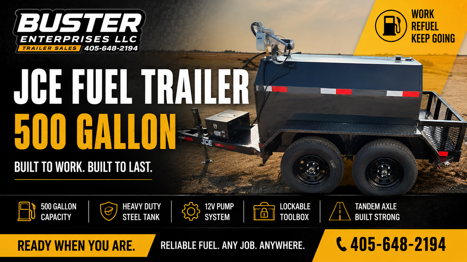 JCE Fuel trailer 500 gallon