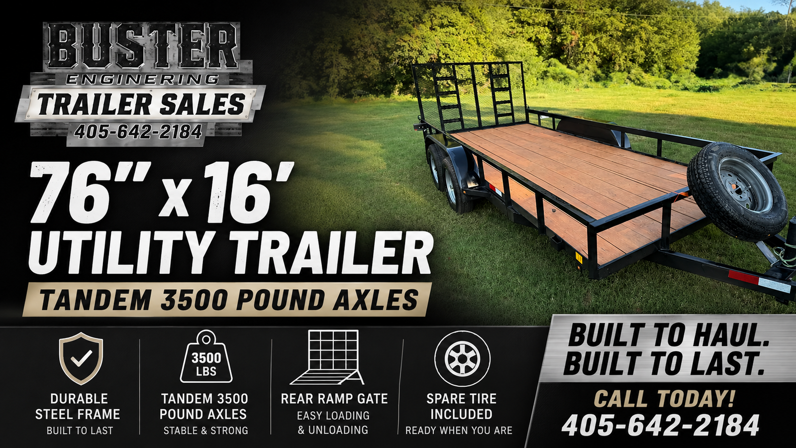 C&M 76×16 utility trailer